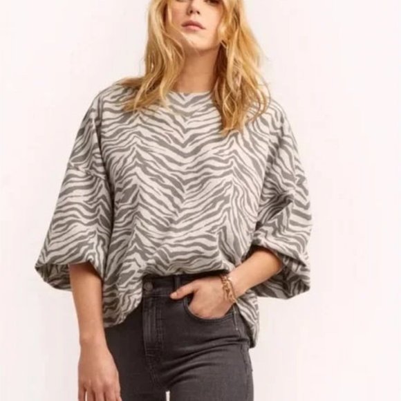 REBECCA MINKOFF Rosie Sweatshirt, Zebra, XS - Picture 1 of 11
